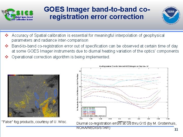GOES Imager band-to-band coregistration error correction v Accuracy of Spatial calibration is essential for