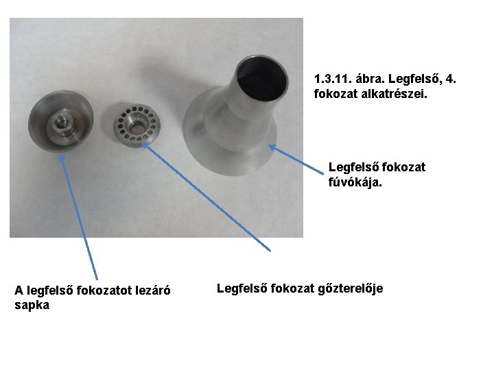 1. 3. 11. ábra. Legfelső, 4. fokozat alkatrészei. Legfelső fokozat fúvókája. A legfelső fokozatot