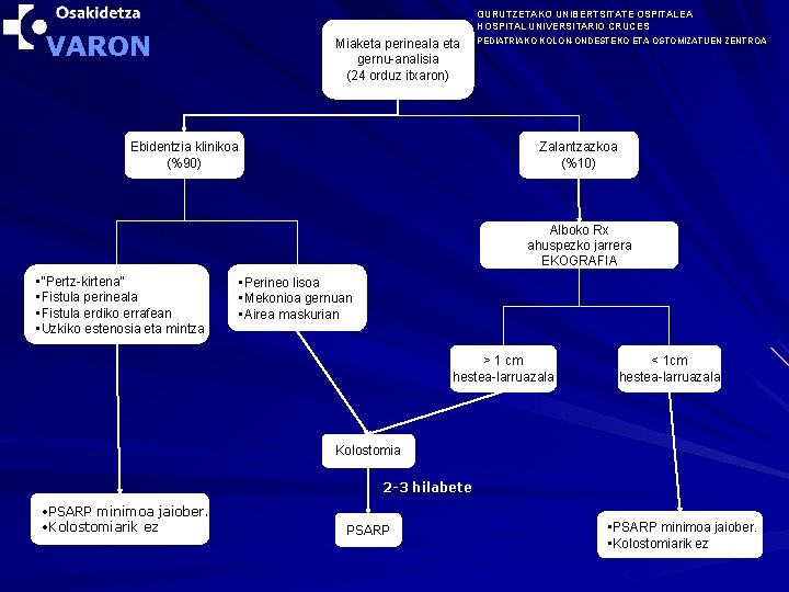 VARON GURUTZETAKO UNIBERTSITATE OSPITALEA HOSPITAL UNIVERSITARIO CRUCES Miaketa perineala eta gernu-analisia (24 orduz itxaron)