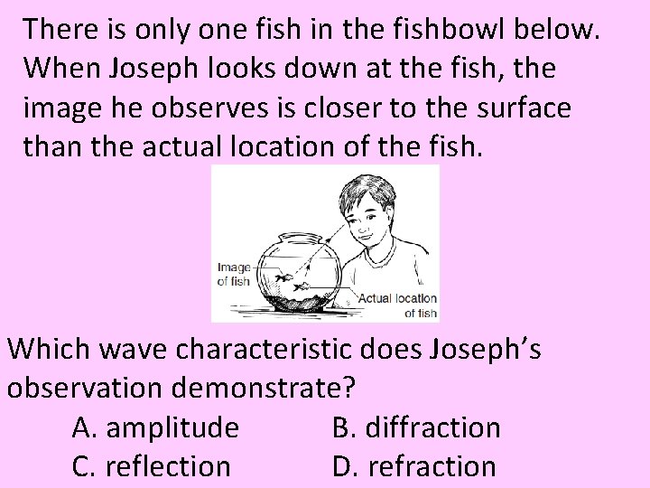 There is only one fish in the fishbowl below. When Joseph looks down at