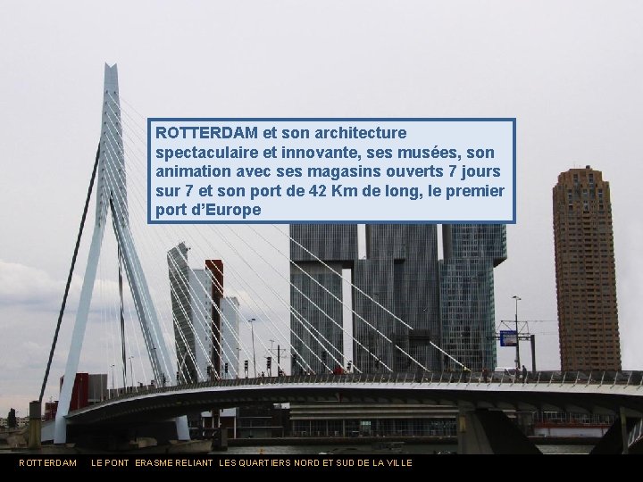 ROTTERDAM et son architecture spectaculaire et innovante, ses musées, son animation avec ses magasins