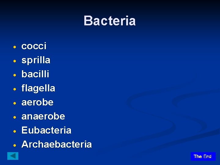 Bacteria cocci sprilla bacilli flagella aerobe anaerobe Eubacteria Archaebacteria 