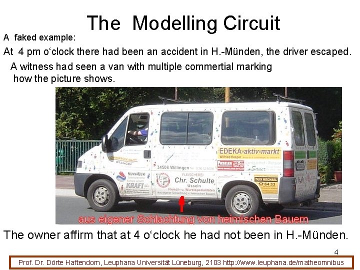 A faked example: The Modelling Circuit At 4 pm o‘clock there had been an