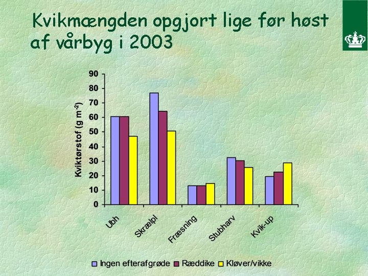 Kvikmængden opgjort lige før høst af vårbyg i 2003 