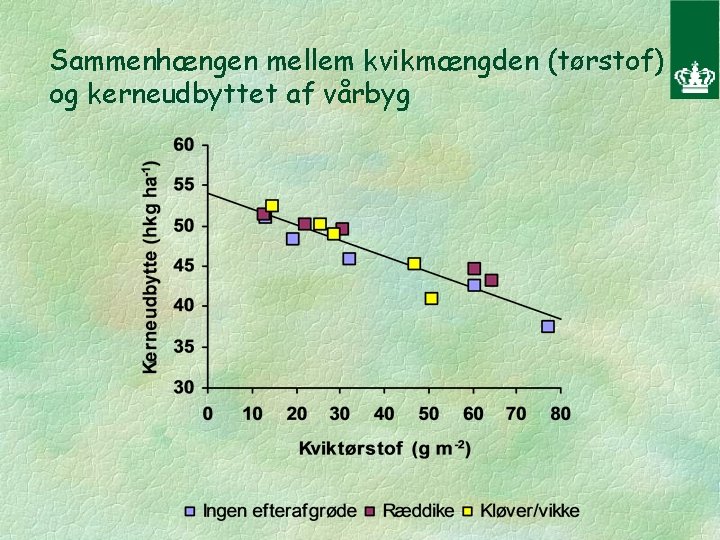 Sammenhængen mellem kvikmængden (tørstof) og kerneudbyttet af vårbyg 