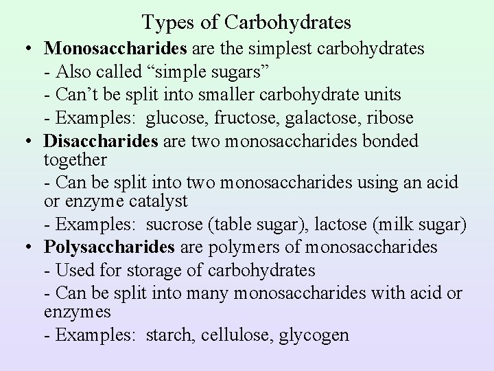 Carbohydrates Carbohydrates or saccharides consist of only carbon