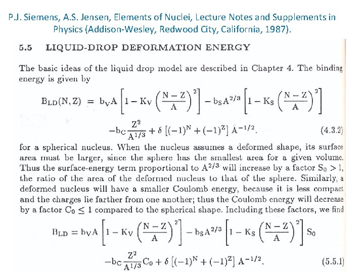 P. J. Siemens, A. S. Jensen, Elements of Nuclei, Lecture Notes and Supplements in