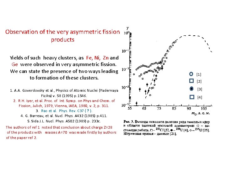 Observation of the very asymmetric fission products Yields of such heavy clusters, as Fe,