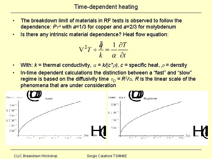 Time-dependent heating • • The breakdown limit of materials in RF tests is observed