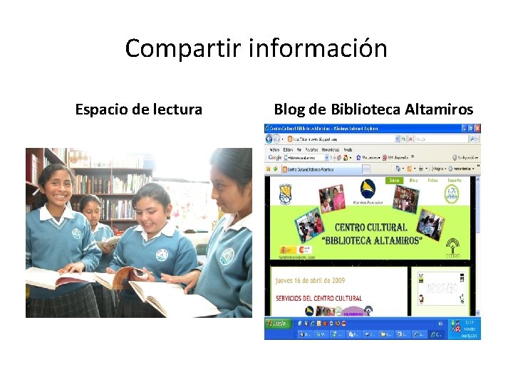 Compartir información Espacio de lectura Blog de Biblioteca Altamiros 