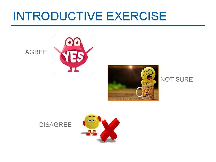 INTRODUCTIVE EXERCISE AGREE NOT SURE DISAGREE 