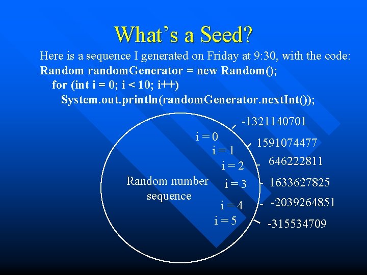 What’s a Seed? Here is a sequence I generated on Friday at 9: 30,