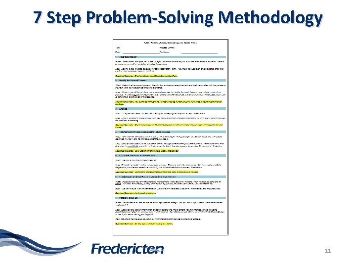 7 Step Problem-Solving Methodology 11 