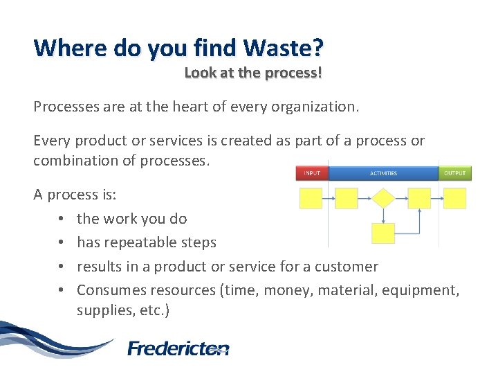 Where do you find Waste? Look at the process! Processes are at the heart