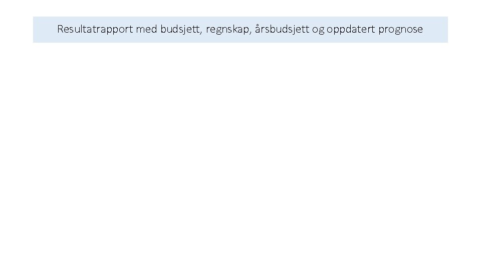 Resultatrapport med budsjett, regnskap, årsbudsjett og oppdatert prognose 