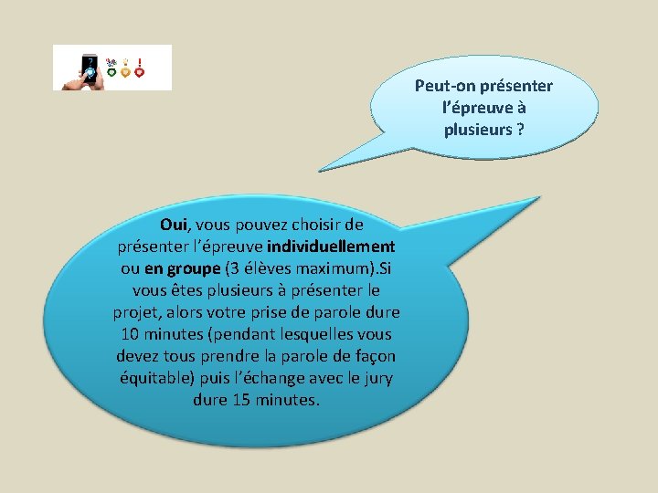 Peut-on présenter l’épreuve à plusieurs ? Oui, vous pouvez choisir de présenter l’épreuve individuellement