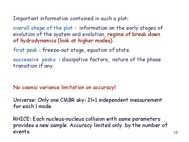 Important information contained in such a plot: overall shape of the plot : information