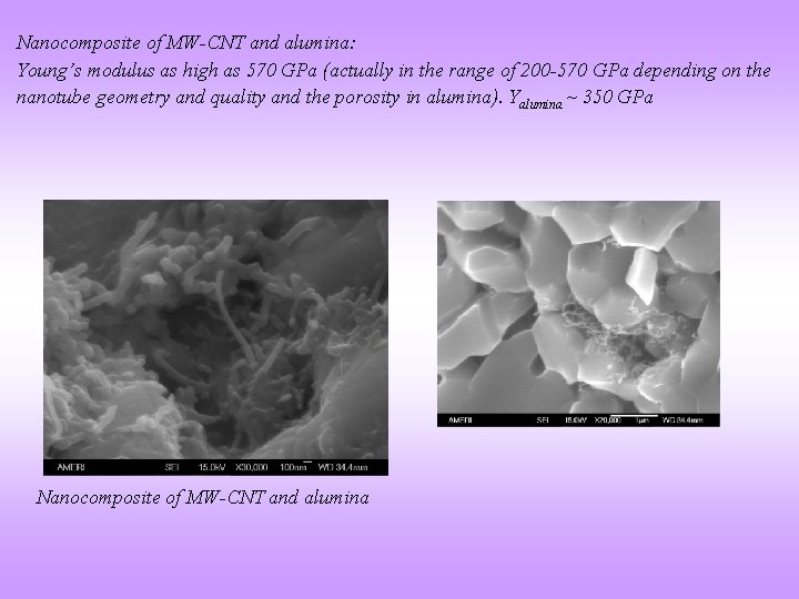 Nanocomposite of MW-CNT and alumina: Young’s modulus as high as 570 GPa (actually in