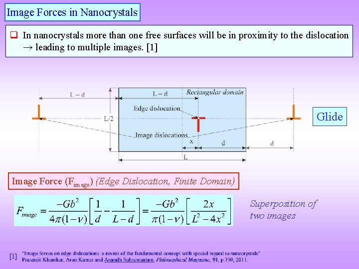 Image Forces in Nanocrystals q In nanocrystals more than one free surfaces will be