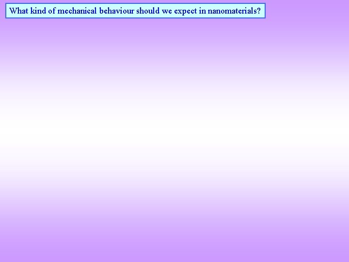 What kind of mechanical behaviour should we expect in nanomaterials? 