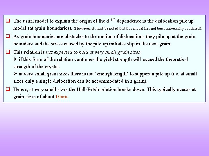 q The usual model to explain the origin of the d 1/2 dependence is