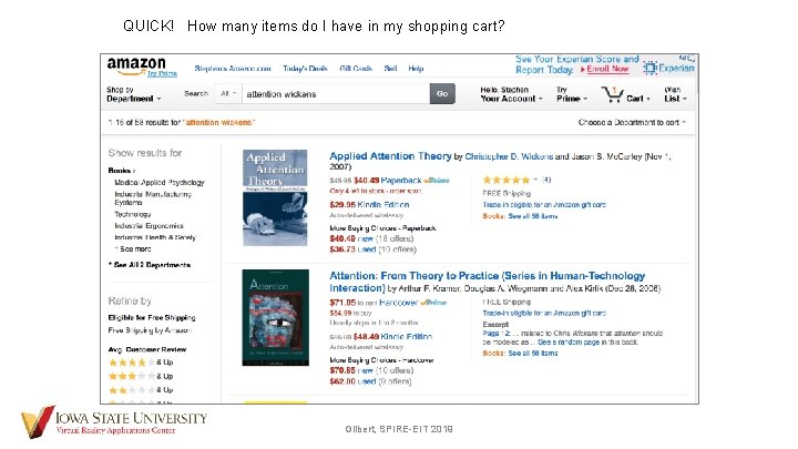 QUICK! How many items do I have in my shopping cart? Gilbert, SPIRE-EIT 2019