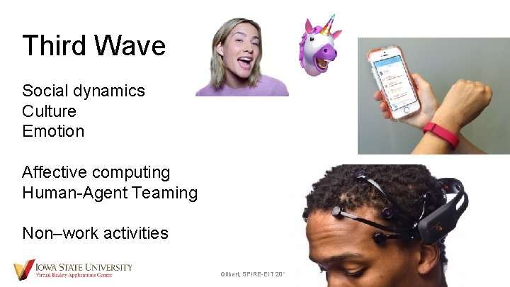 Third Wave Social dynamics Culture Emotion Affective computing Human-Agent Teaming Non–work activities Gilbert, SPIRE-EIT