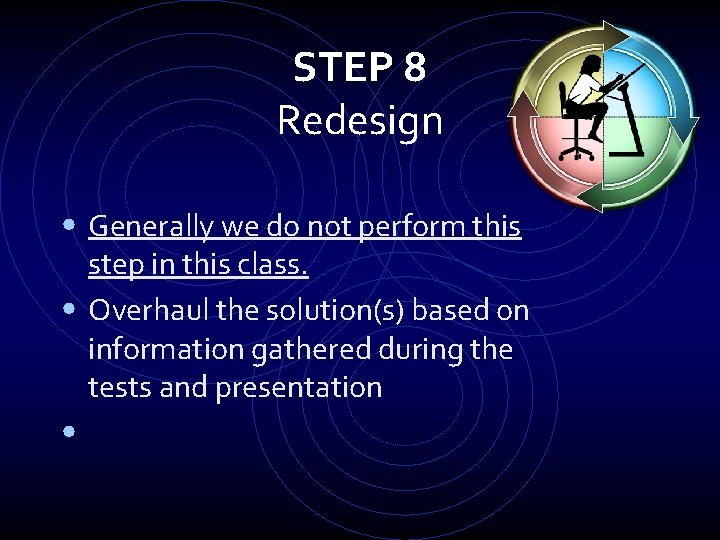 STEP 8 Redesign • Generally we do not perform this step in this class. STEP 8 Redesign • Generally we do not perform this step in this class.