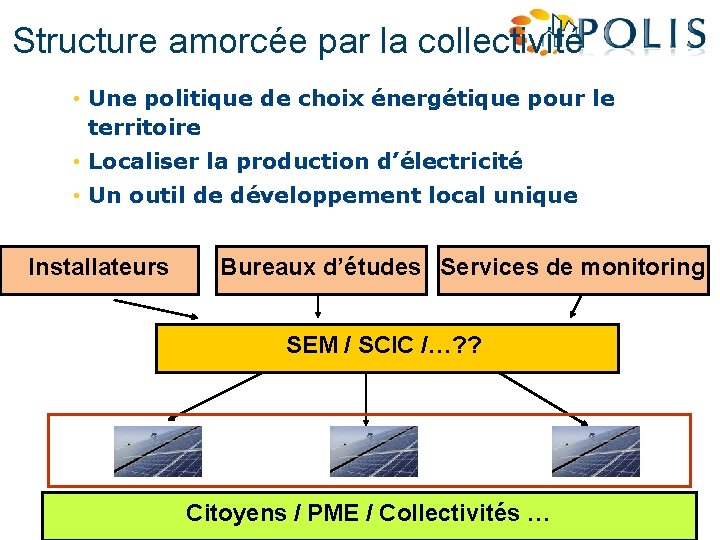 Structure amorcée par la collectivité • Une politique de choix énergétique pour le territoire