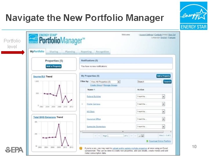 Navigate the New Portfolio Manager Portfolio level 10 
