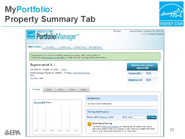My. Portfolio: Property Summary Tab 22 