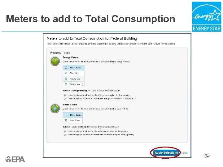 Meters to add to Total Consumption 34 