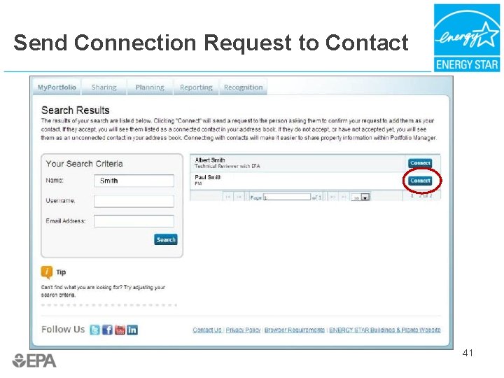 Send Connection Request to Contact 41 