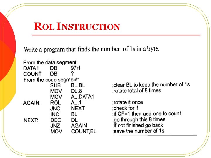 ROL INSTRUCTION ROL INSTRUCTION