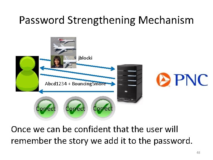 Password Strengthening Mechanism jblocki Abcd 1234 + Bouncing. Smore Once we can be confident