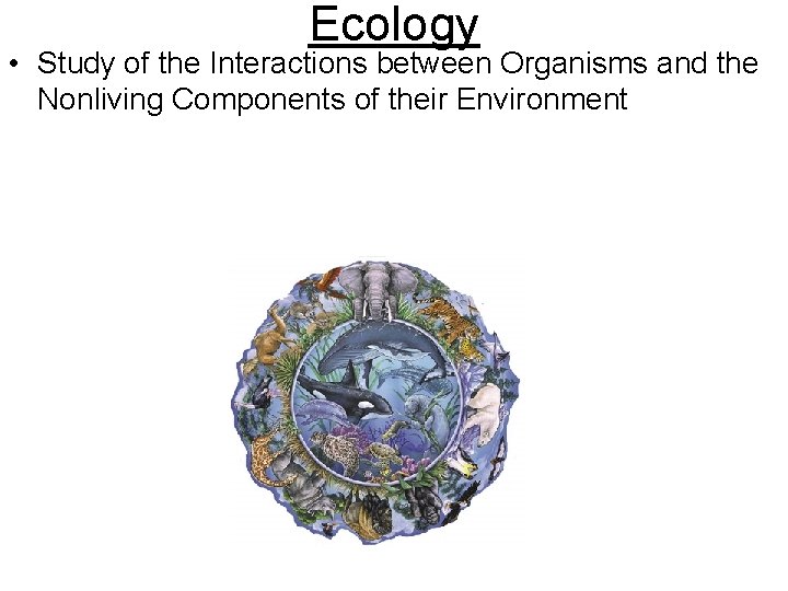 Ecology • Study of the Interactions between Organisms and the Nonliving Components of their