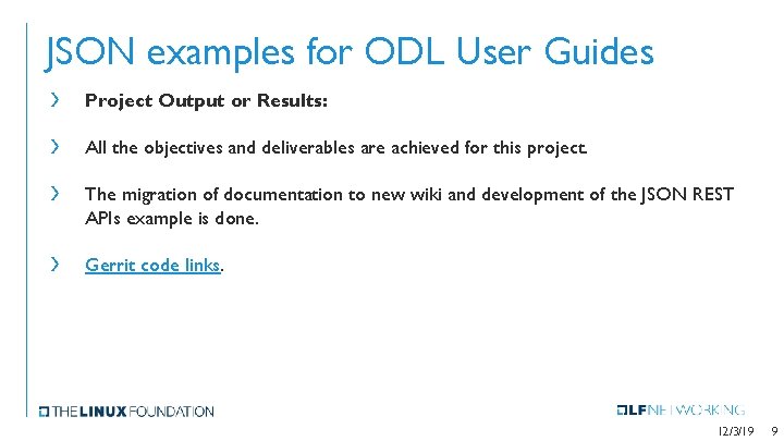 JSON examples for ODL User Guides › Project Output or Results: › All the