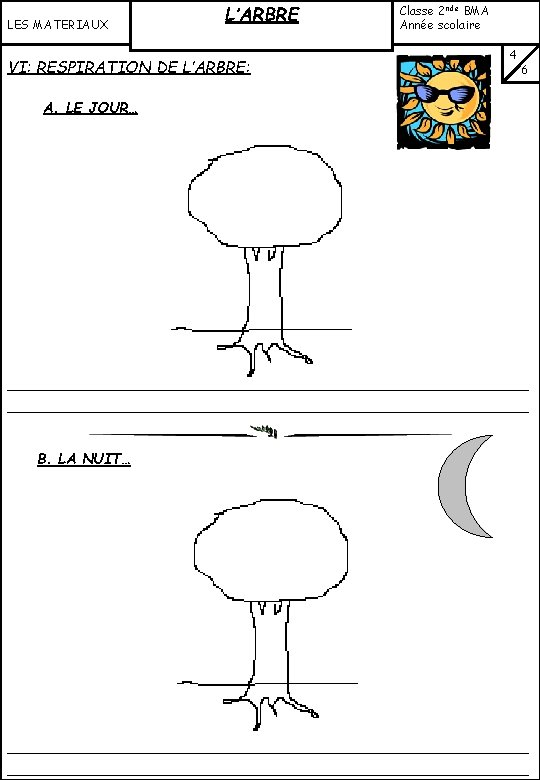 LES MATERIAUX L’ARBRE VI: RESPIRATION DE L’ARBRE: Classe 2 nde BMA Année scolaire ……………