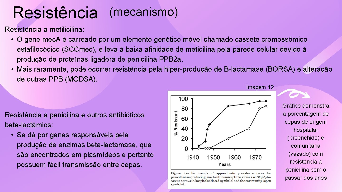 Resistência (mecanismo) Resistência a metilicilina: • O gene mec. A é carreado por um