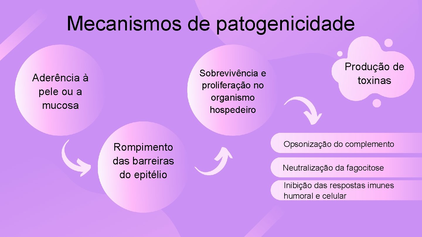 Mecanismos de patogenicidade Sobrevivência e proliferação no organismo hospedeiro Aderência à pele ou a