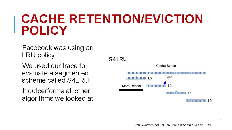 CACHE RETENTION/EVICTION POLICY Facebook was using an LRU policy. We used our trace to