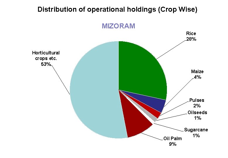 Distribution of operational holdings (Crop Wise) MIZORAM Rice 28% Horticultural crops etc. 53% Maize