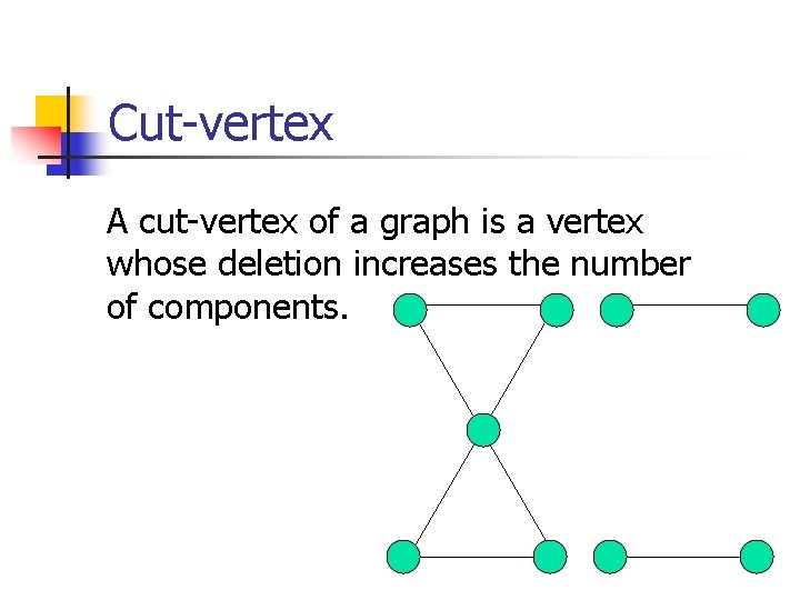 Cut-vertex A cut-vertex of a graph is a vertex whose deletion increases the number