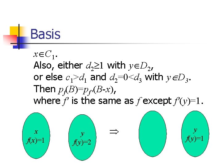 Basis x C 1. Also, either d 2 1 with y D 2, or