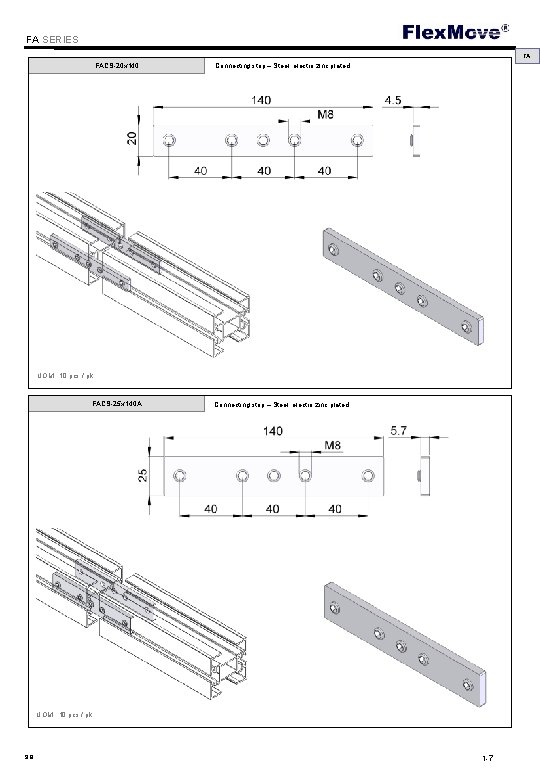 Flex. Move FA SERIES FA FACS-20 x 140 Connecting strip – Steel, electro zinc