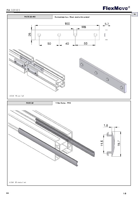 Flex. Move FA SERIES FA FACS-25 x 160 Connecting strip – Steel, electro zinc