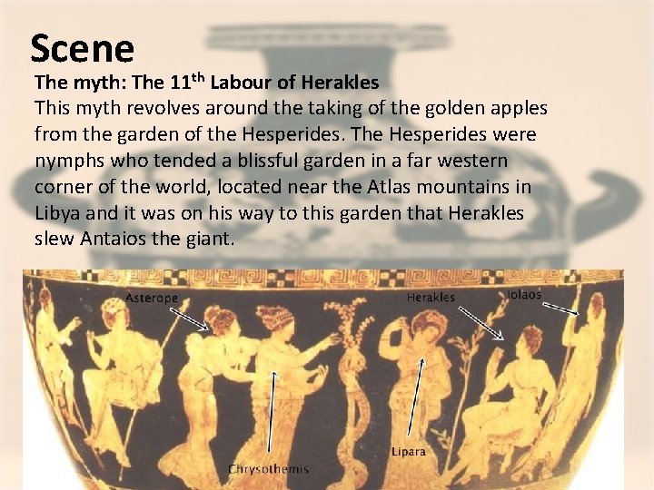 Scene The myth: The 11 th Labour of Herakles This myth revolves around the