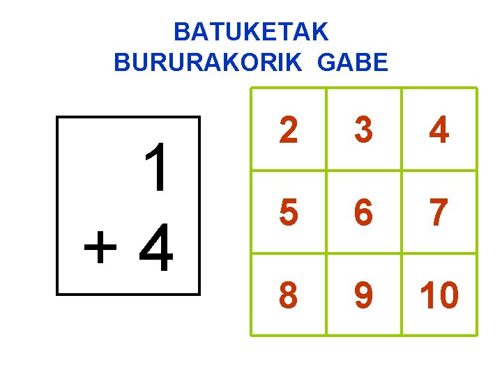 BATUKETAK BURURAKORIK GABE 1 +4 2 3 4 5 6 7 8 9 10