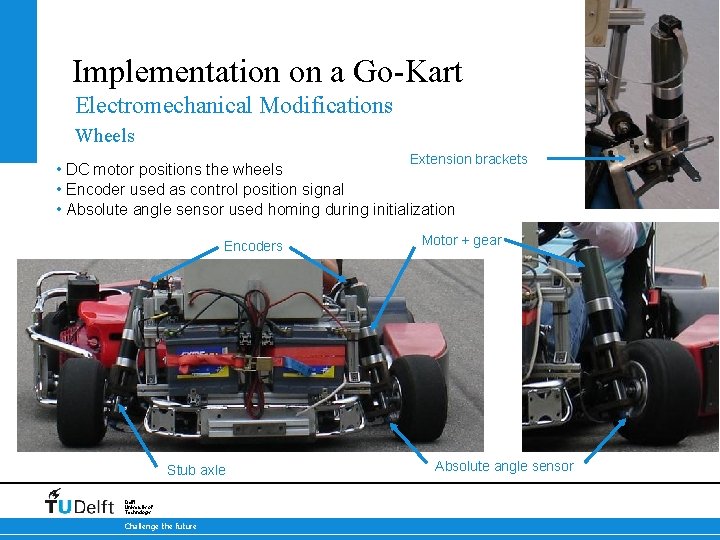 Implementation on a Go-Kart Electromechanical Modifications Wheels Extension brackets • DC motor positions the