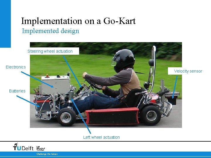 Implementation on a Go-Kart Implemented design Steering wheel actuation Electronics Velocity sensor 17 -10